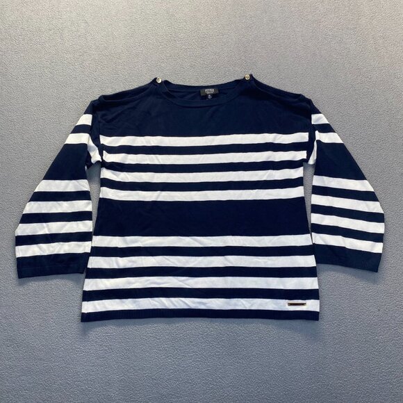 Jones New York Tops - Jones New York Women's Size L Navy Striped Nautical 3/4 Sleeve Shirt Top Coastal
